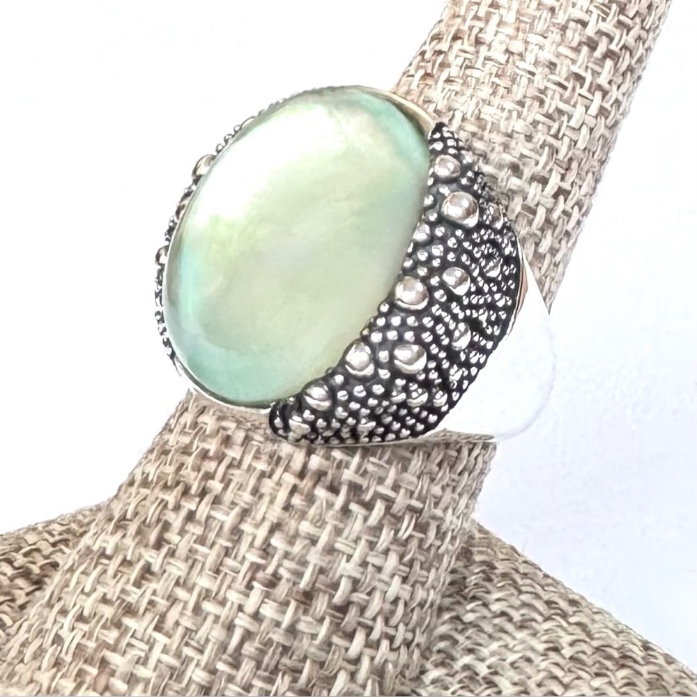 NEW MICHAEL DAWKINS Ring Mint Quartz Doublet Sterling 8 Starry Night MD BOX
